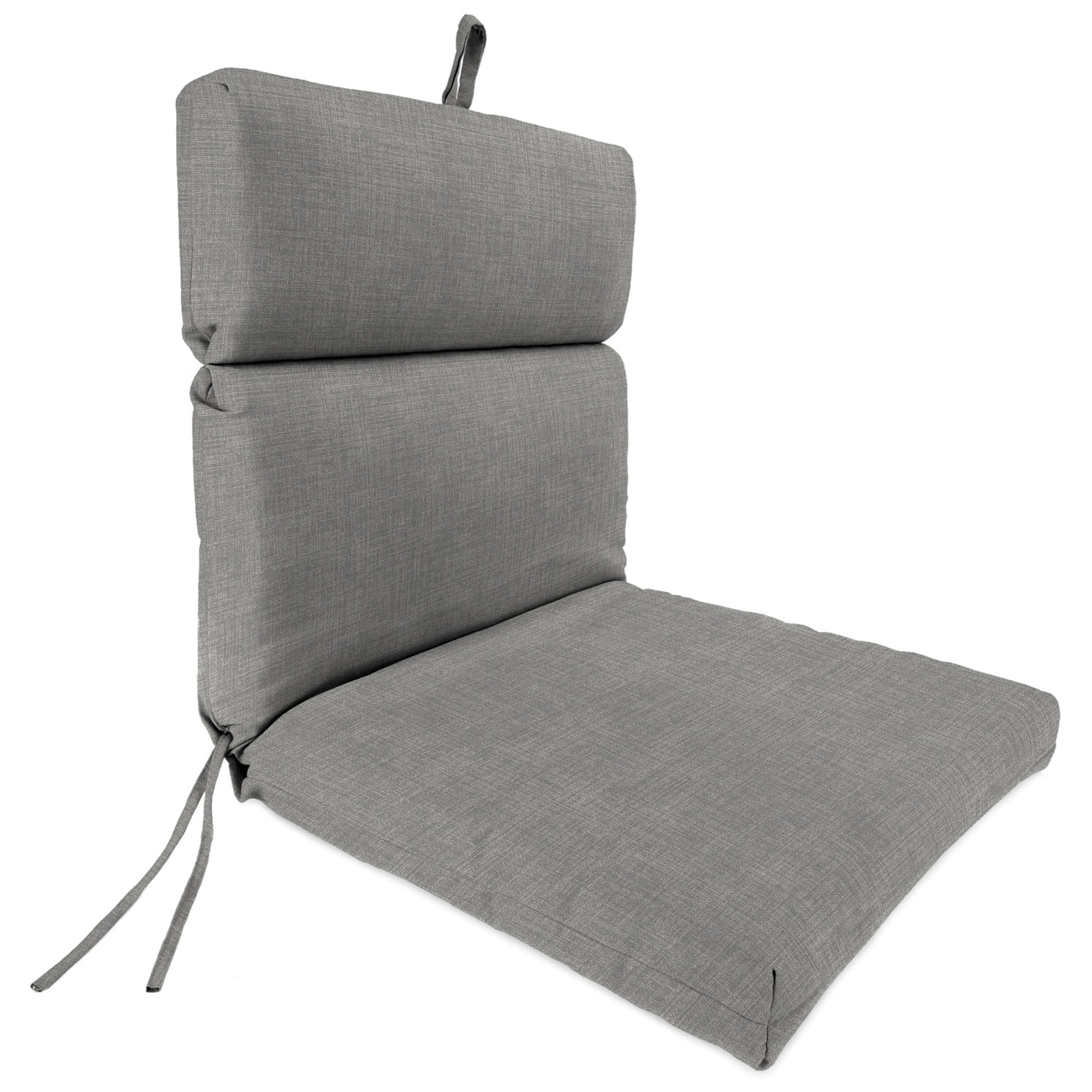 Jordan Manufacturing 44" x 22" Celosia Graphite Gray Crosshatch Rectangular Outdoor Chair Cushion with Ties and Hanger Loop