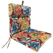 Jordan Manufacturing 44" x 22" Colsen Berry Red Floral Rectangular Outdoor Chair Cushion with Ties and Hanger Loop