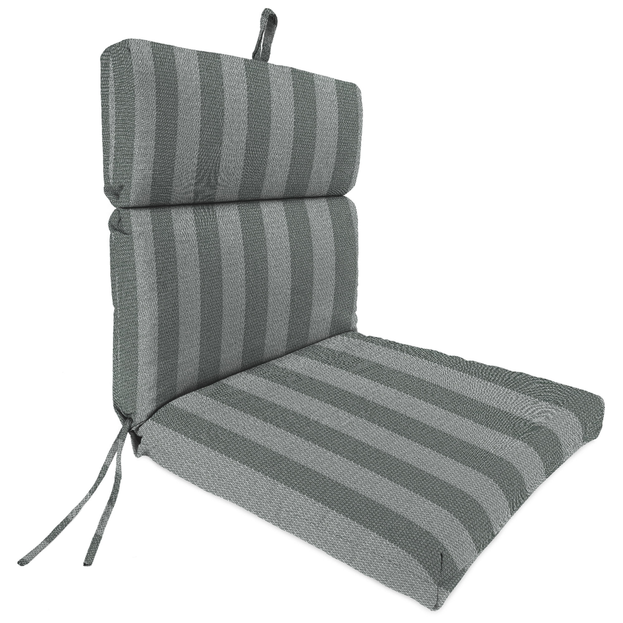 Jordan Manufacturing 44" x 22" Conway Smoke Grey Stripe Rectangular Outdoor Chair Cushion with Ties and Hanger Loop