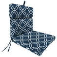 thumbnail image 1 of Jordan Manufacturing 44" x 22" Fandango Oceanic Blue Quatrefoil Rectangular Outdoor Chair Cushion with Ties and Hanger Loop, 1 of 9