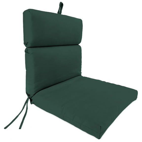 Jordan Manufacturing 44" x 22" Forest Green Solid Rectangular Outdoor Chair Cushion with Ties and Hanger Loop