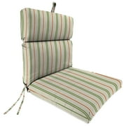 Jordan Manufacturing 44" x 22" Gallan Cedar Grey Stripe Rectangular Outdoor Chair Cushion with Ties and Hanger Loop