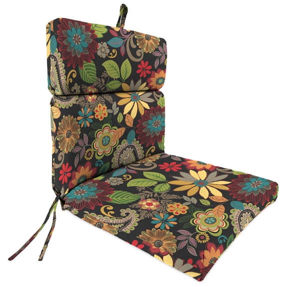 Jordan Manufacturing 44" x 22" Gaya Pizzazz Multicolor Floral Rectangular Outdoor Chair Cushion with Ties and Hanger Loop