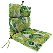 Jordan Manufacturing 44" x 22" Hixon Palm Green Leaves Rectangular Outdoor Chair Cushion with Ties and Hanger Loop