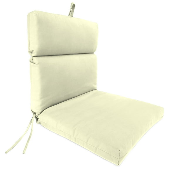 Jordan Manufacturing 44" x 22" Ivory Solid Rectangular Outdoor Chair Cushion with Ties and Hanger Loop