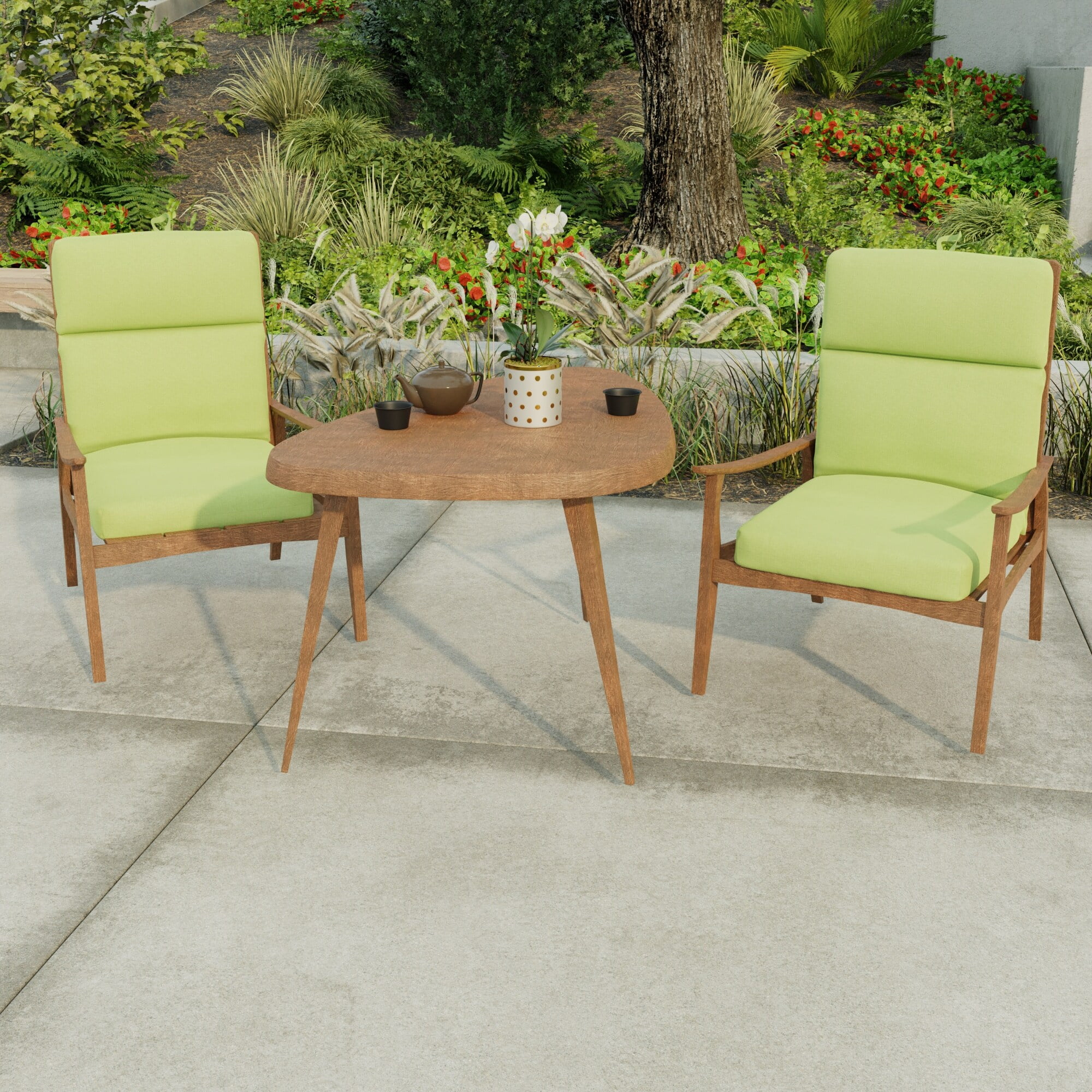Jordan Manufacturing 44 x 22 McHusk Leaf Green Solid Rectangular Outdoor Chair Cushion with Ties and Hanger Loop Walmart