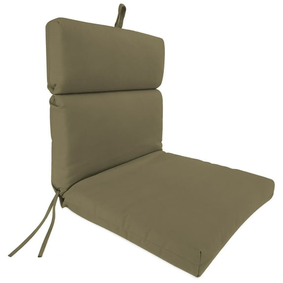 Jordan Manufacturing 44" x 22" Mocha Taupe Solid Rectangular Outdoor Chair Cushion with Ties and Hanger Loop
