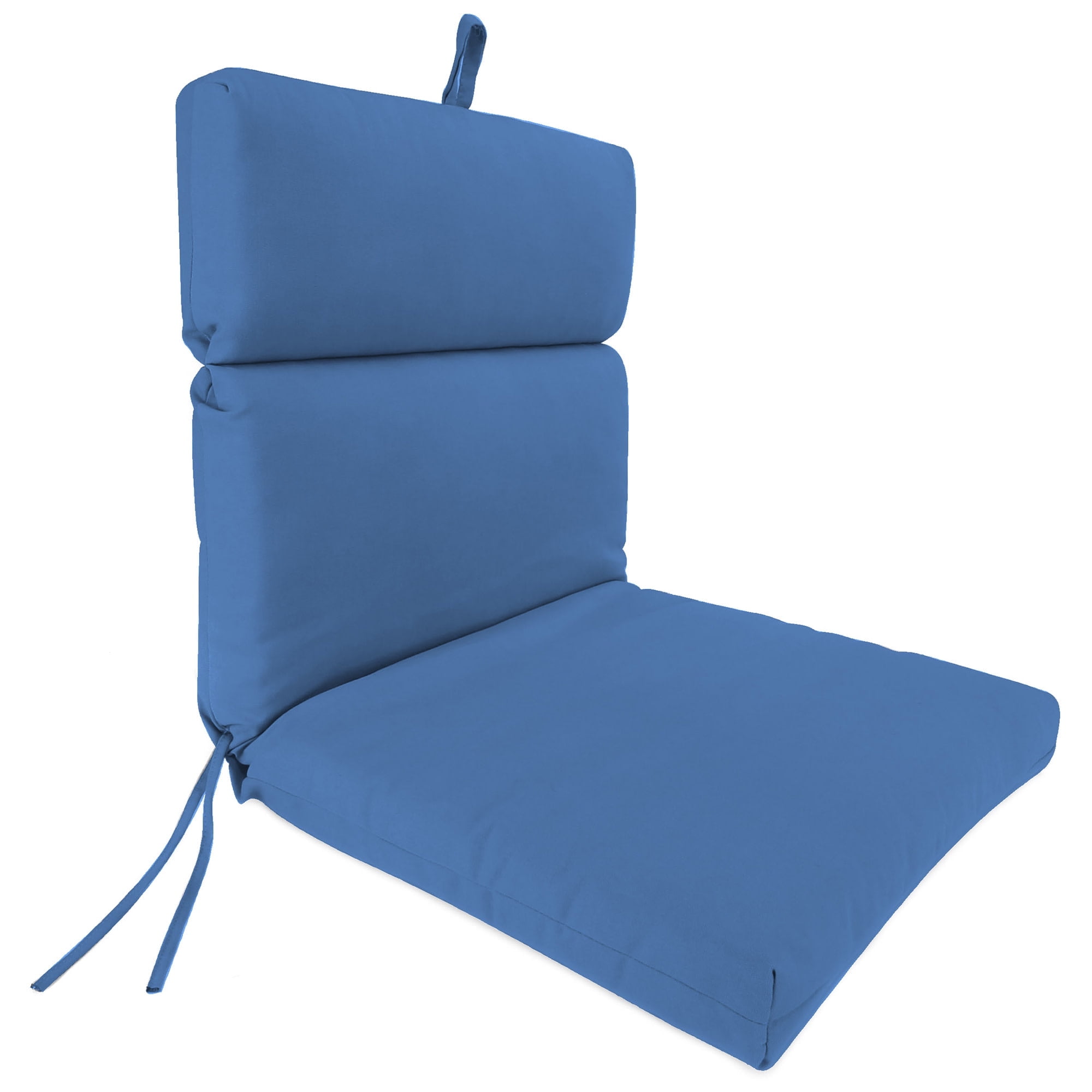 Jordan Manufacturing 44" x 22" Periwinkle Blue Solid Rectangular Outdoor Chair Cushion with Ties and Hanger Loop