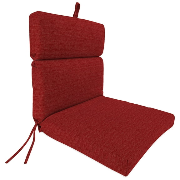 Jordan Manufacturing 44" x 22" Posh Saucy Red Crosshatch Rectangular Outdoor Chair Cushion with Ties and Hanger Loop