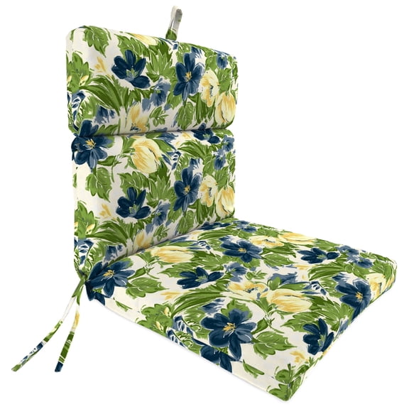Jordan Manufacturing 44" x 22" Rebecca Asparagus Green Floral Rectangular Outdoor Chair Cushion with Ties and Hanger Loop