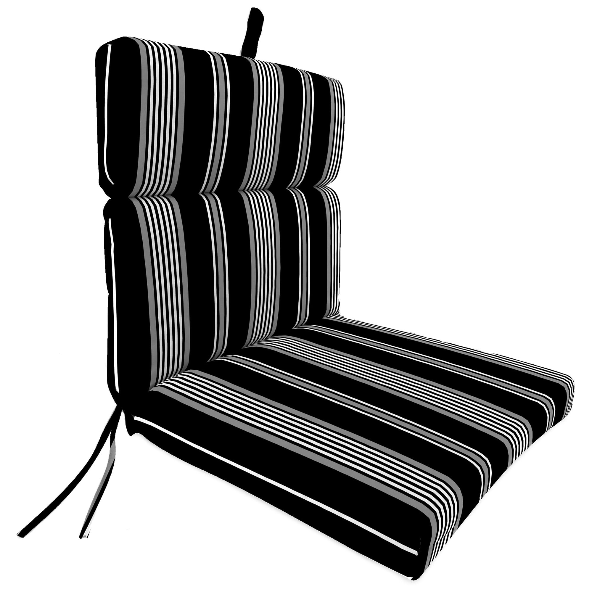Jordan Manufacturing 44" x 22" Reeder Black Stripe Rectangular Outdoor Chair Cushion with Ties and Hanger Loop