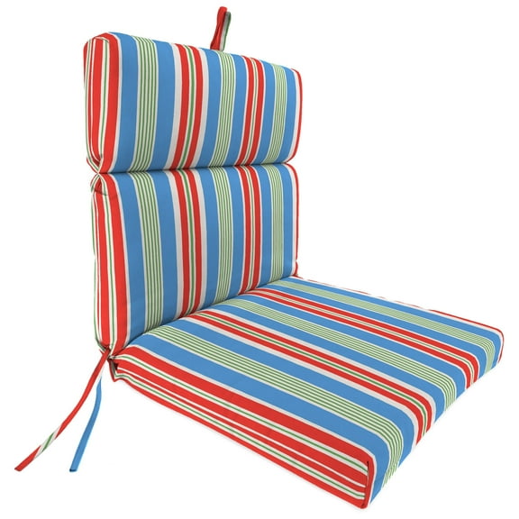 Jordan Manufacturing 44" x 22" Rolland Opal Multicolor Stripe Rectangular Outdoor Chair Cushion with Ties and Hanger Loop
