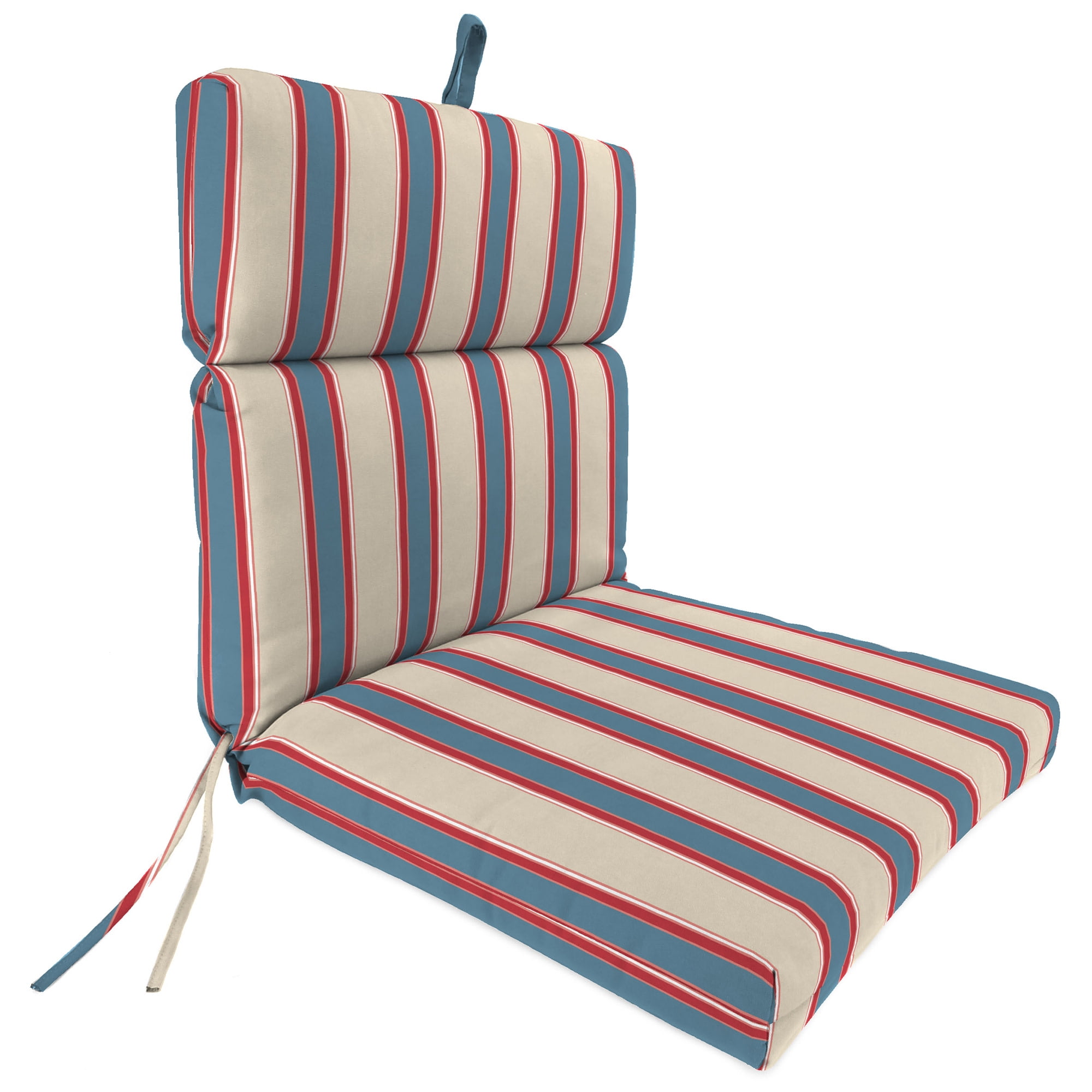 Jordan Manufacturing 44" x 22" Sanders Ravine Multicolor Stripe Rectangular Outdoor Chair Cushion with Ties and Hanger Loop