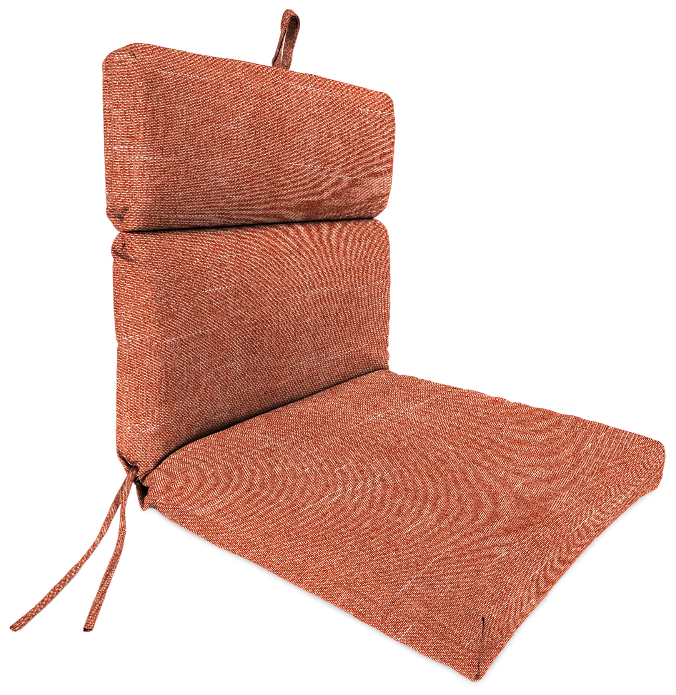 Jordan Manufacturing 44" x 22" Tory Sunset Orange Solid Rectangular Outdoor Chair Cushion with Ties and Hanger Loop