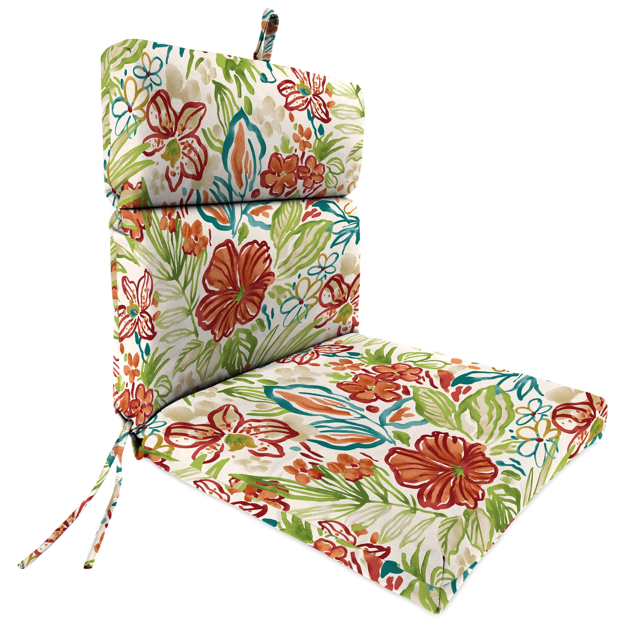 Jordan Manufacturing 44" x 22" Valeda Breeze Multicolor Floral Rectangular Outdoor Chair Cushion with Ties and Hanger Loop