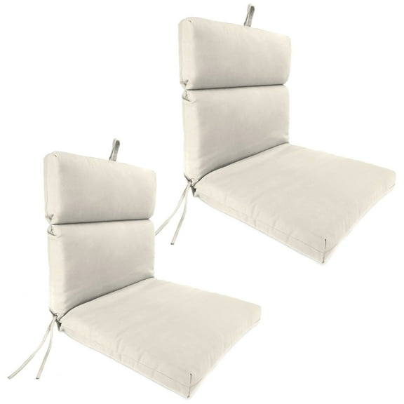 Jordan Manufacturing 44" x 22" Veranda Cream Solid Rectangular Outdoor Chair Cushion with Ties and Hanger Loop (2 Pack)