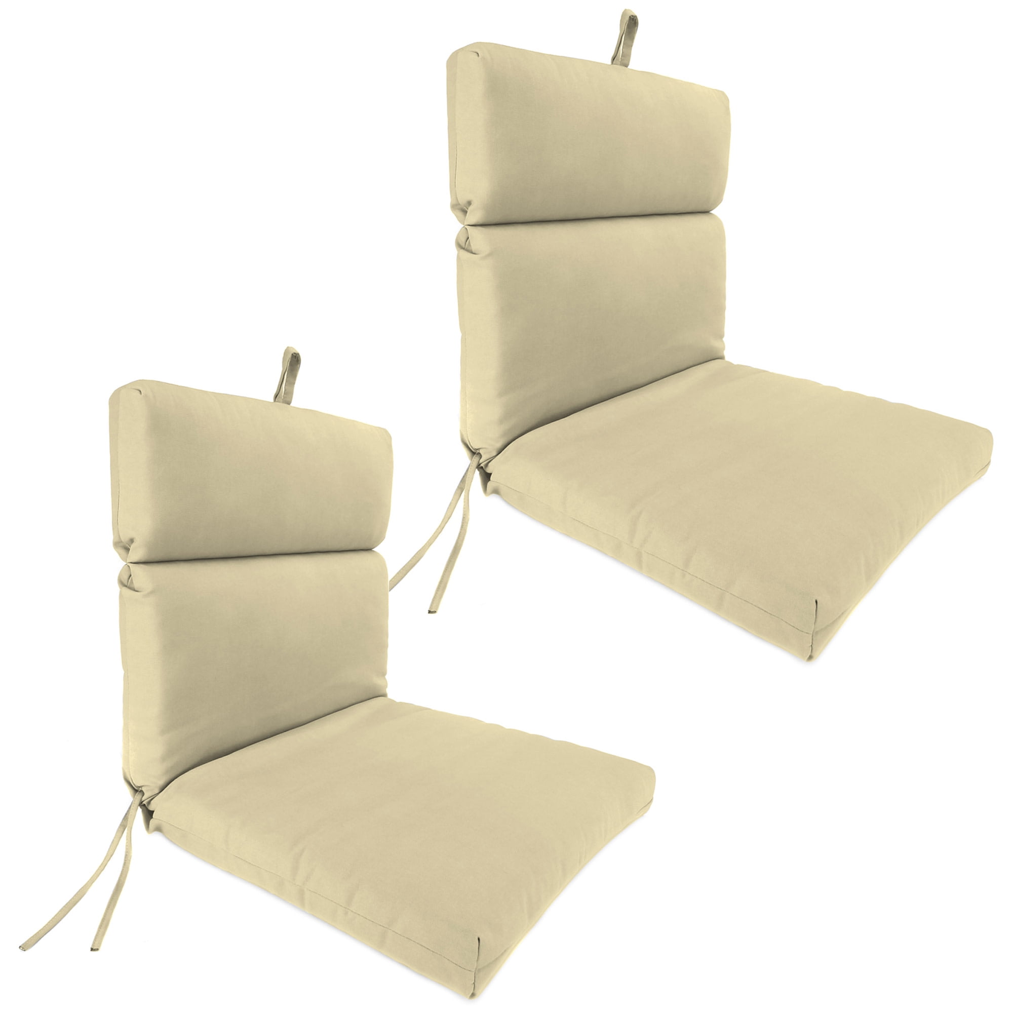 Jordan Manufacturing 44" x 22" Veranda Tan Solid Rectangular Outdoor Chair Cushion with Ties and Hanger Loop (2 Pack)