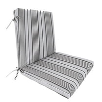 Jordan Manufacturing 44" x 22" Worth Black and Grey Stripe Rectangular Outdoor Chair Cushion with Ties