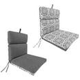 thumbnail image 1 of Jordan Manufacturing 44" x 22" Xenon Marlin Gray Solid and Global Marlin Gray and White Medallion Reversible Rectangular Outdoor Chair Cushion with Ties and Hanger Loop, 1 of 10