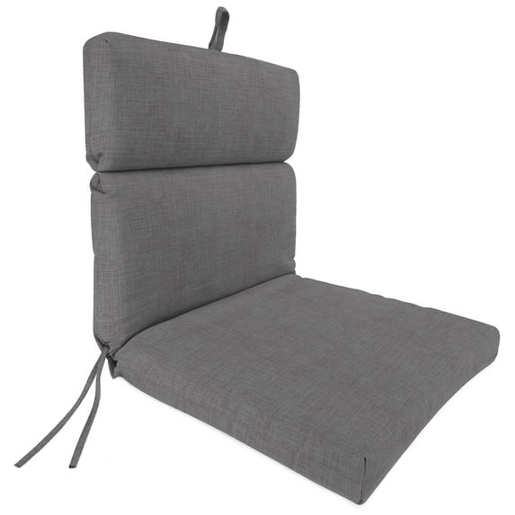Jordan Manufacturing 44" x 22" Zayne Volcanic Gray Crosshatch Rectangular Outdoor Chair Cushion with Ties and Hanger Loop