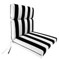 thumbnail image 1 of Jordan Manufacturing 45.5" x 23" Awning Onyx Black Stripe Rectangular Outdoor Chair Cushion with Ties, 1 of 9