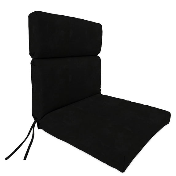 Jordan Manufacturing 45.5" x 23" Canvas Black Solid Rectangular Outdoor Chair Cushion with Ties