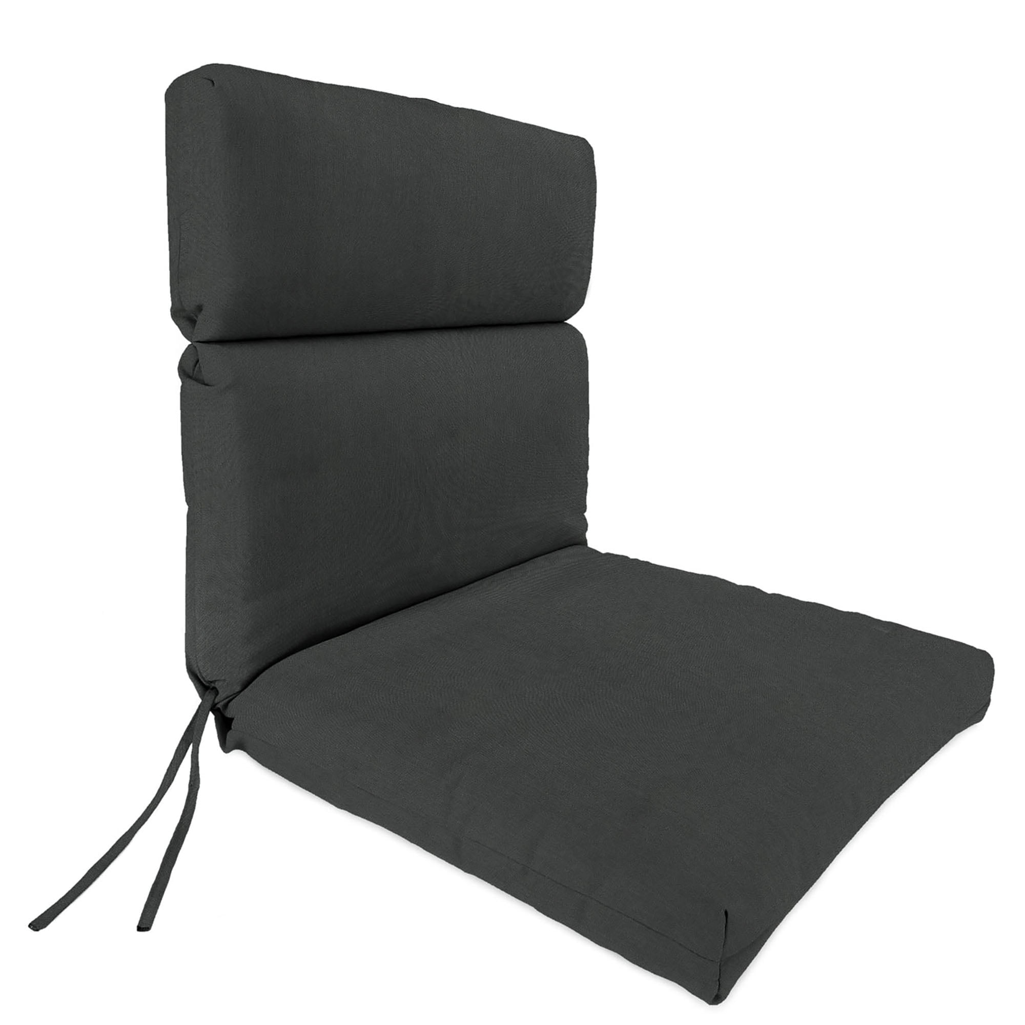 Jordan Manufacturing 45.5" x 23"Canvas Charcoal Solid Rectangular Outdoor Chair Cushion with Ties