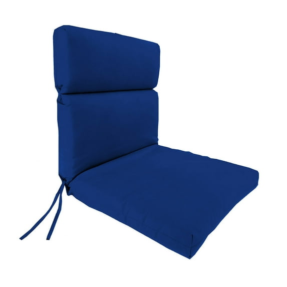 Jordan Manufacturing 45.5" x 23" Canvas Cobalt Blue Solid Rectangular Outdoor Chair Cushion with Ties