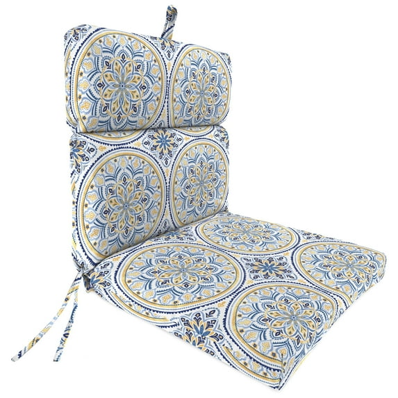 Jordan Manufacturing 45.5" x 23" Castille Multicolor Medallion Rectangular Outdoor Chair Cushion with Ties
