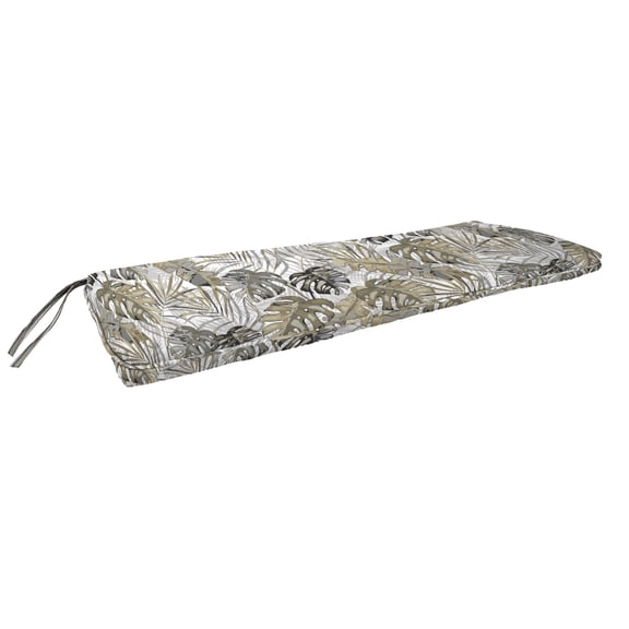 Jordan Manufacturing 45" x 17" Bryan Walnut Beige Leaves Rectangular Outdoor Settee Swing Bench Cushion with Ties and Welt