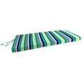 thumbnail image 1 of Jordan Manufacturing 45" x 18" Howard Brine Blue and Green Stripe Rectangular Outdoor Glider Bench Cushion with Ties, 1 of 9