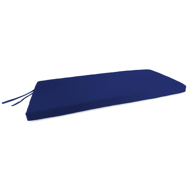Jordan Manufacturing 45" x 18" Veranda Cobalt Blue Solid Rectangular Outdoor Glider Bench Cushion with Ties