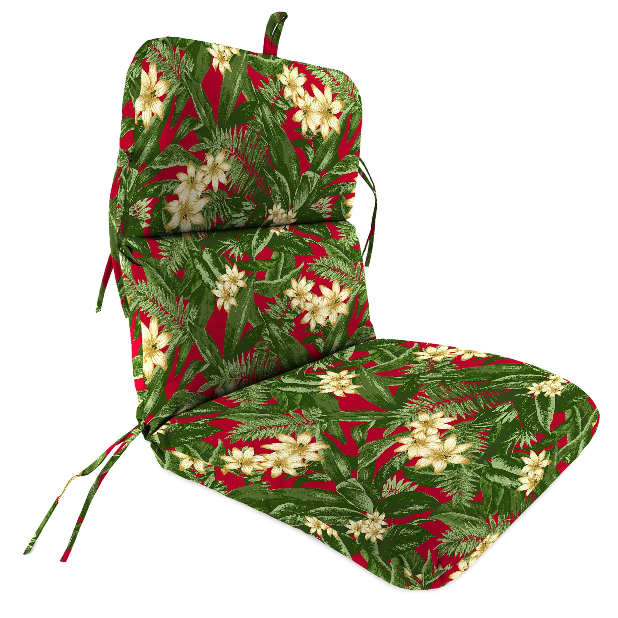 Jordan Manufacturing 45" x 22" Acadia Bordeaux Red Tropical Rectangular Outdoor Chair Cushion with Ties and Hanger Loop