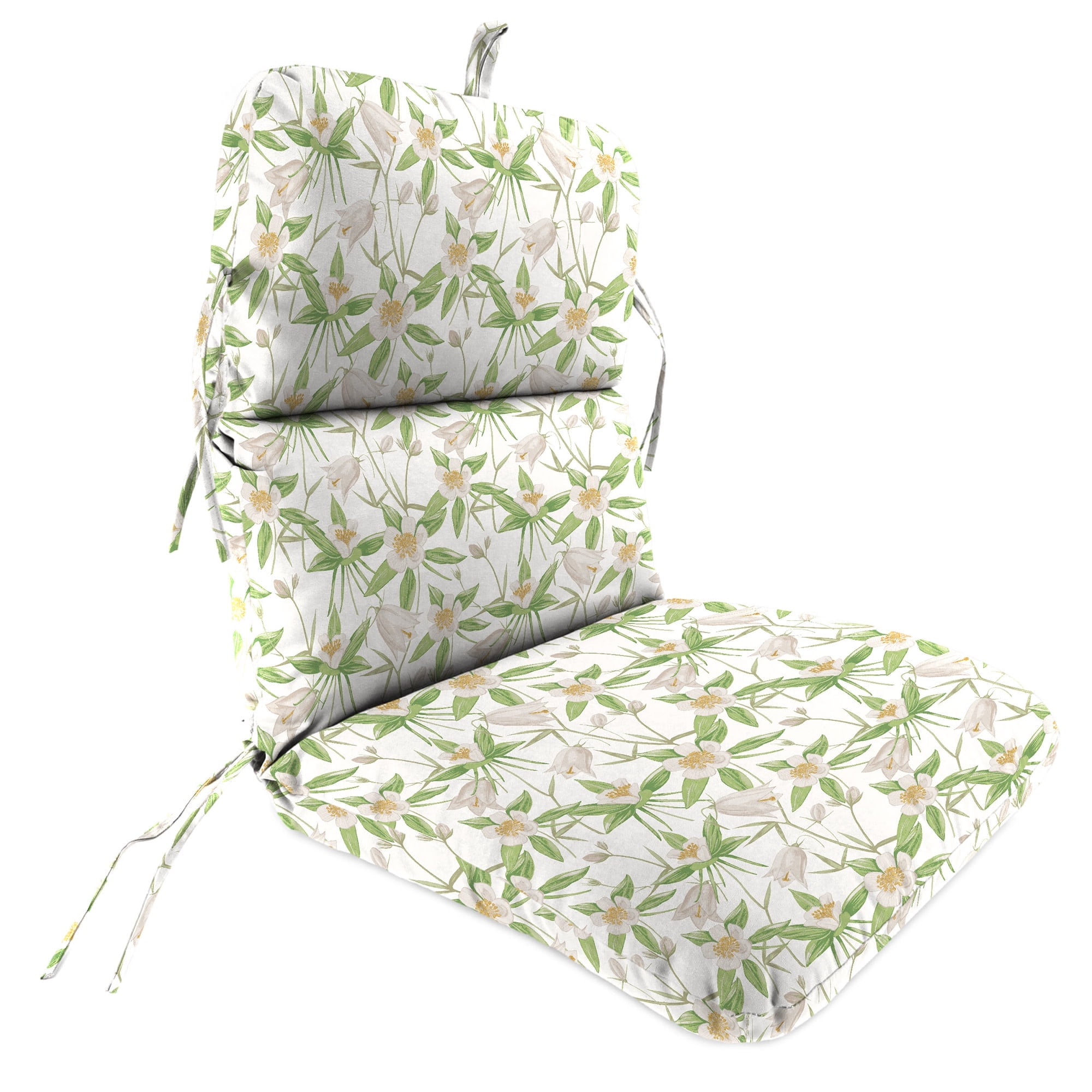 Jordan Manufacturing 45" x 22" Alleah Chutney Cream Floral Rectangular Outdoor Chair Cushion with Ties and Hanger Loop