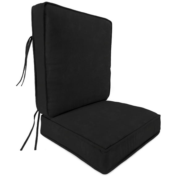 Jordan Manufacturing 45" x 22" Canvas Black Solid Rectangular Outdoor Deep Seating Chair Seat and Back Cushion with Ties and Welt
