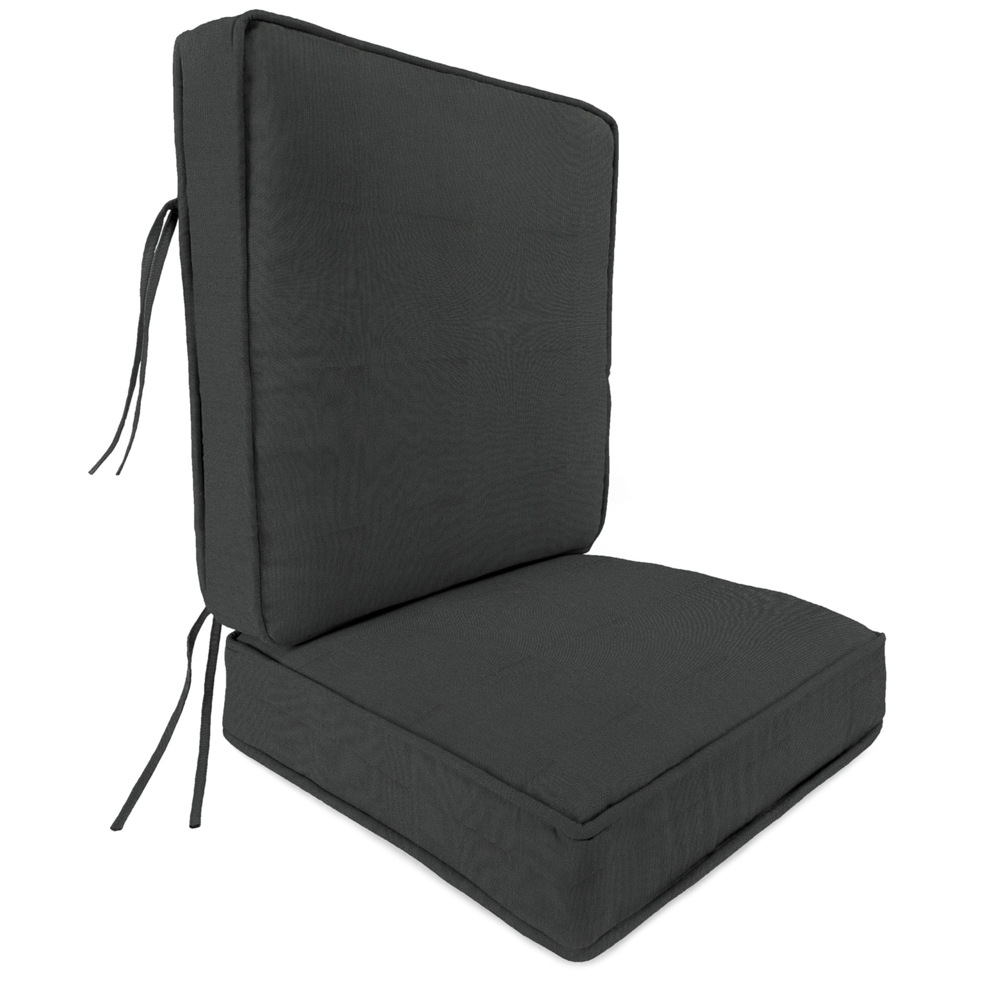 Jordan Manufacturing 45" x 22" Canvas Charcoal Solid Rectangular Outdoor Deep Seating Chair Seat and Back Cushion with Ties and Welt