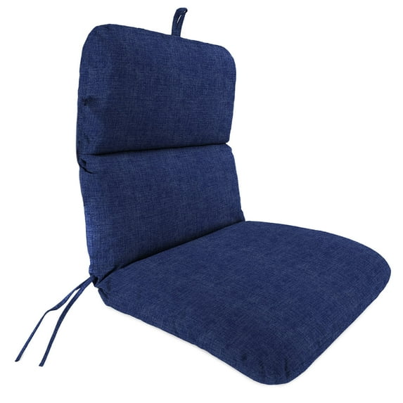 Jordan Manufacturing 45" x 22" Celosia Indigo Blue Crosshatch Rectangular Outdoor Chair Cushion with Ties and Hanger Loop