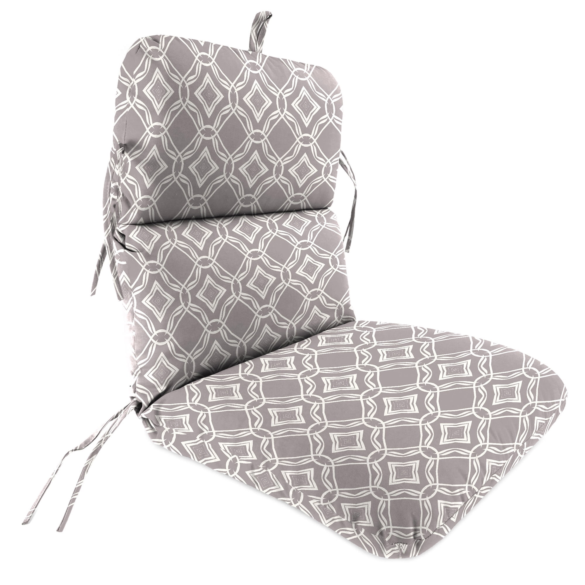Jordan Manufacturing 45" x 22" Coby Gravel Gray Quatrefoil Rectangular Outdoor Chair Cushion with Ties and Hanger Loop