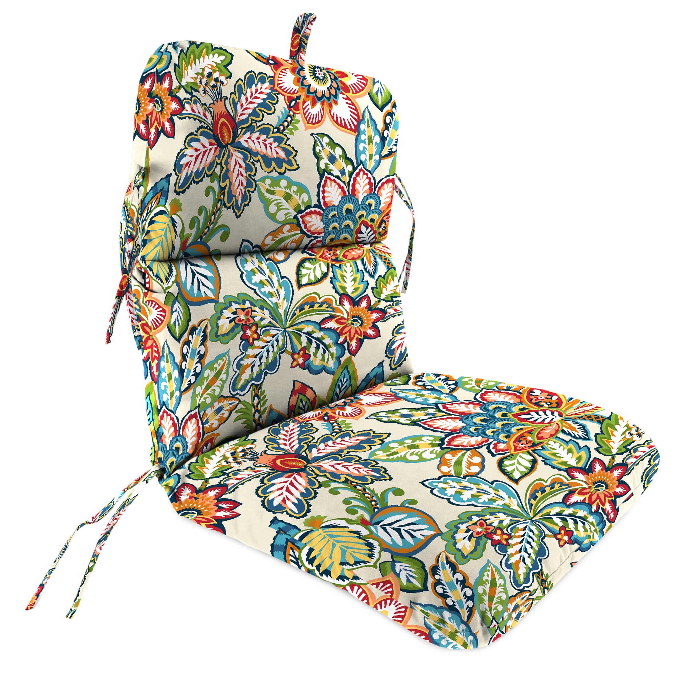 Jordan Manufacturing 45" x 22" Copeland Fiesta Multicolor Floral Rectangular Outdoor Chair Cushion with Ties and Hanger Loop
