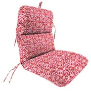Jordan Manufacturing 45" x 22" Dome Saturn Red and Orange Medallion Rectangular Outdoor Chair Cushion with Ties and Hanger Loop