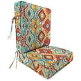 thumbnail image 1 of Jordan Manufacturing 45" x 22" Fresca Fiesta Multicolor Damask Rectangular Outdoor Deep Seat Chair Cushion Set with Ties and Welt, 1 of 10