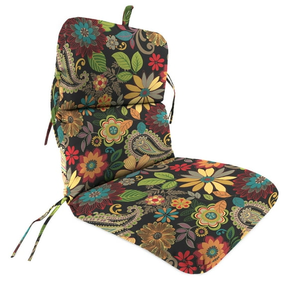 Jordan Manufacturing 45" x 22" Gaya Pizzazz Multicolor Floral Rectangular Outdoor Chair Cushion with Ties and Hanger Loop