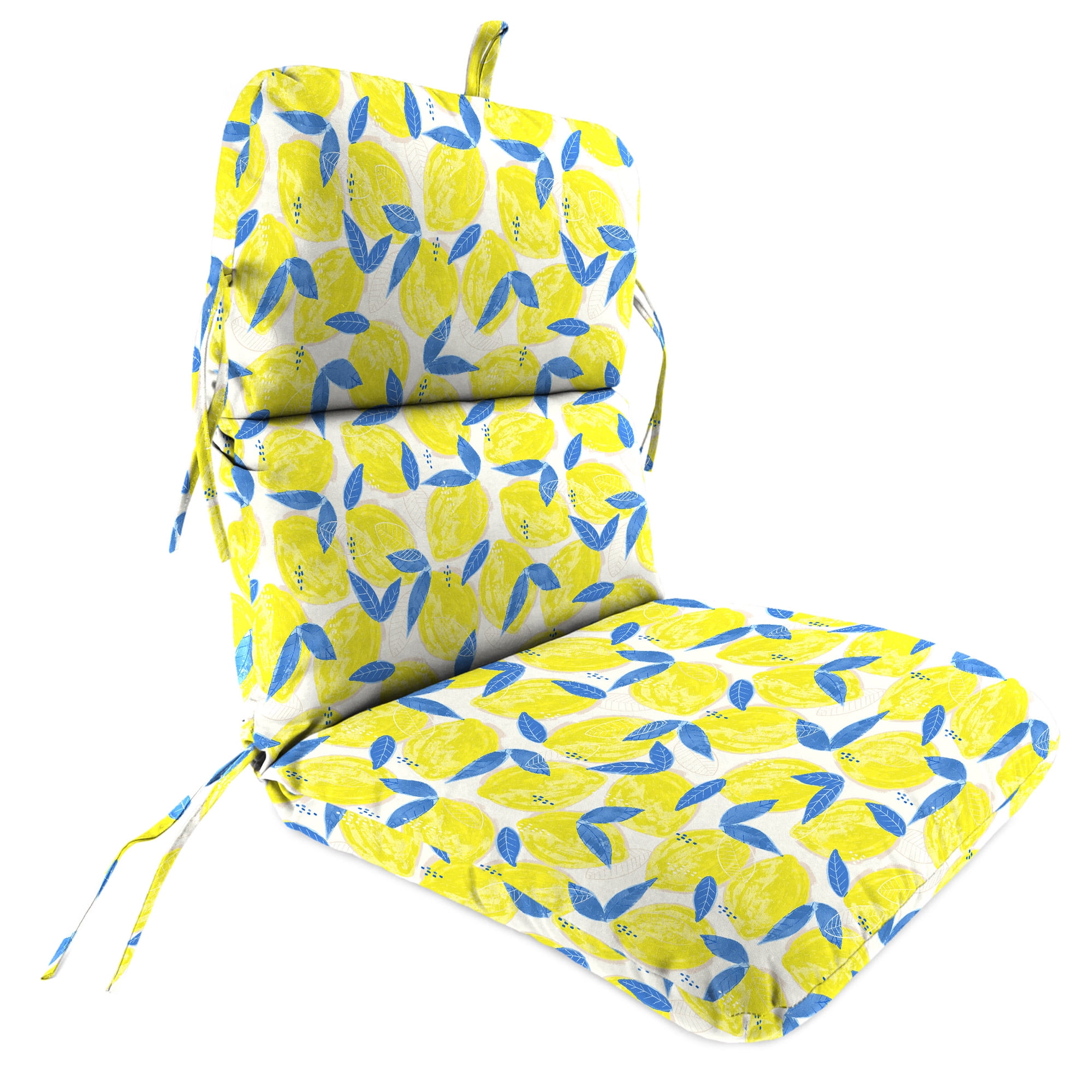 Greek Lemon Yellow and Blue Polyester Outdoor Chair Cushion