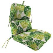Jordan Manufacturing 45" x 22" Hixon Palm Green Leaves Rectangular Outdoor Chair Cushion with Ties and Hanger Loop