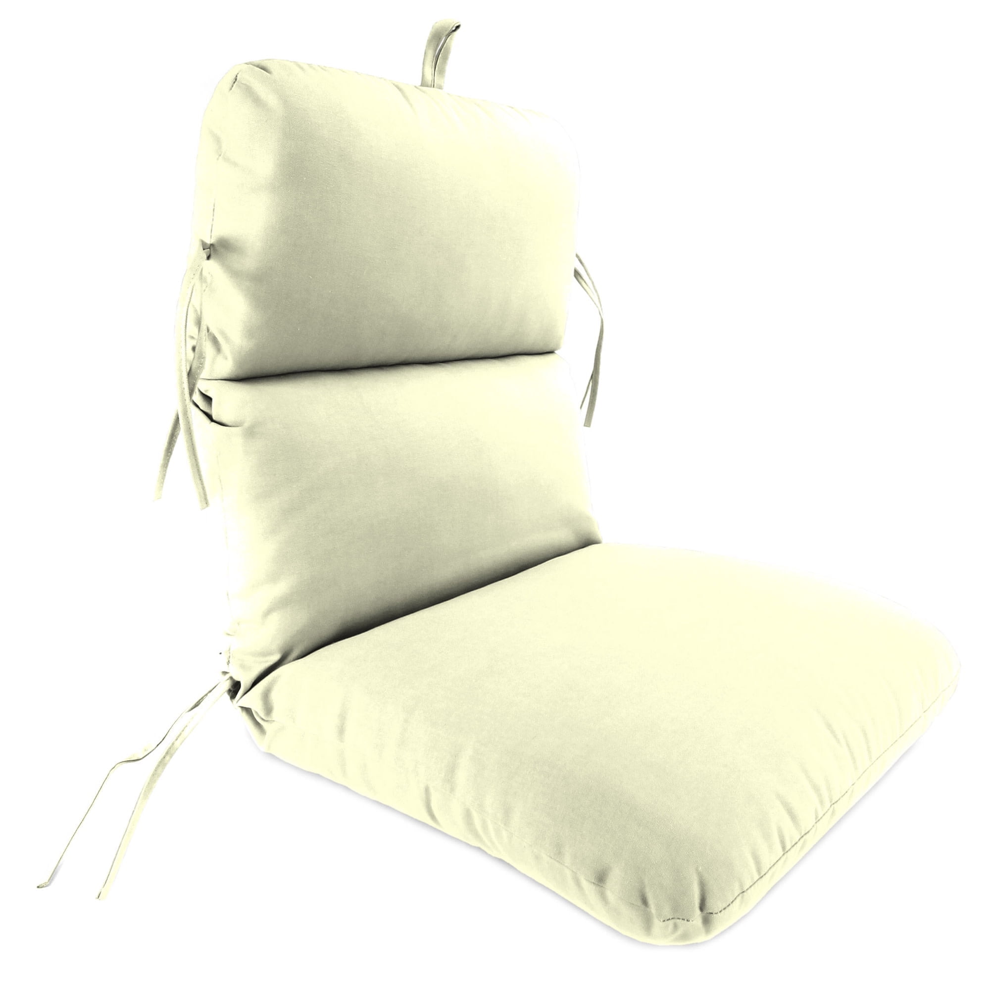 Jordan Manufacturing 45" x 22" Ivory Solid Rectangular Outdoor Chair Cushion with Ties and Hanger Loop