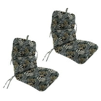 Jordan Manufacturing 45" x 22" Maryland Driftwood Black Leaves Rectangular Outdoor Chair Cushion with Ties and Hanger Loop (2 Pack)