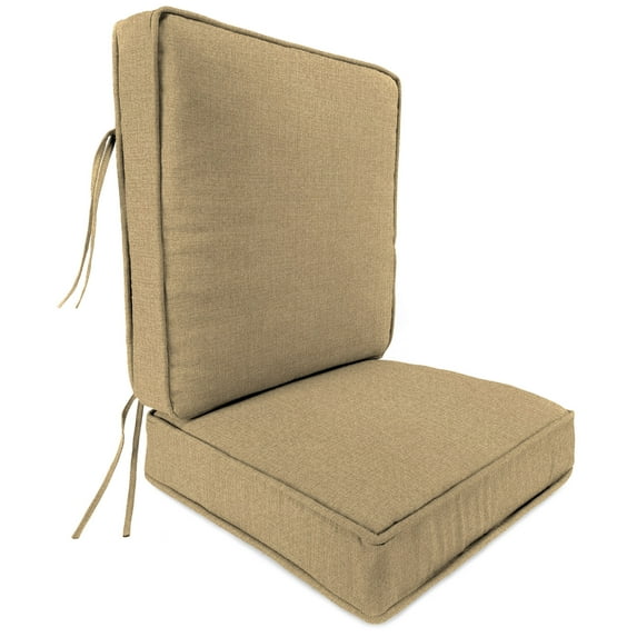 Jordan Manufacturing 45" x 22" McHusk Birch Beige Crosshatch Rectangular Outdoor Deep Seat Chair Cushion Set with Ties and Welt
