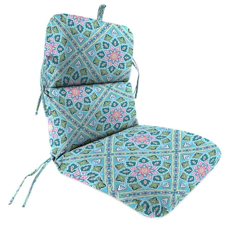 Jordan Manufacturing 45" x 22" Medlo Island Multicolor Geometric Rectangular Outdoor Chair Cushion with Ties and Hanger Loop