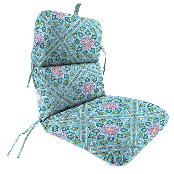 Jordan Manufacturing 45" x 22" Medlo Island Multicolor Geometric Rectangular Outdoor Chair Cushion with Ties and Hanger Loop