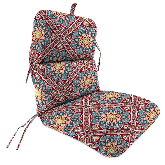 Jordan Manufacturing 45" x 22" Medlo Sonoma Multicolor Medallion Rectangular Outdoor Chair Cushion with Ties and Hanger Loop